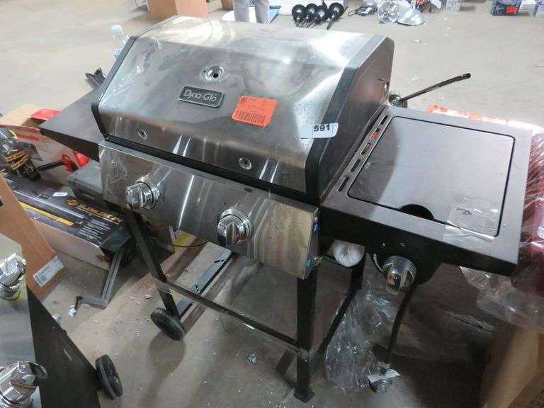 DYNAGLO 2BURNER OPEN CART PROPANE GAS GRILL IN STAINLESS STEEL AND