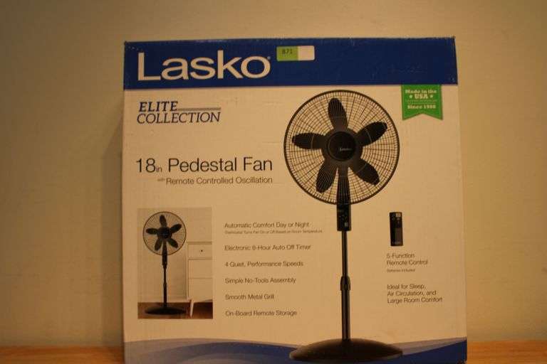 Lasko S18640 Elite Collection 18-Inch Pedestal Fan [ New]Retail: $63.9 -  Dallas Online Auction Company