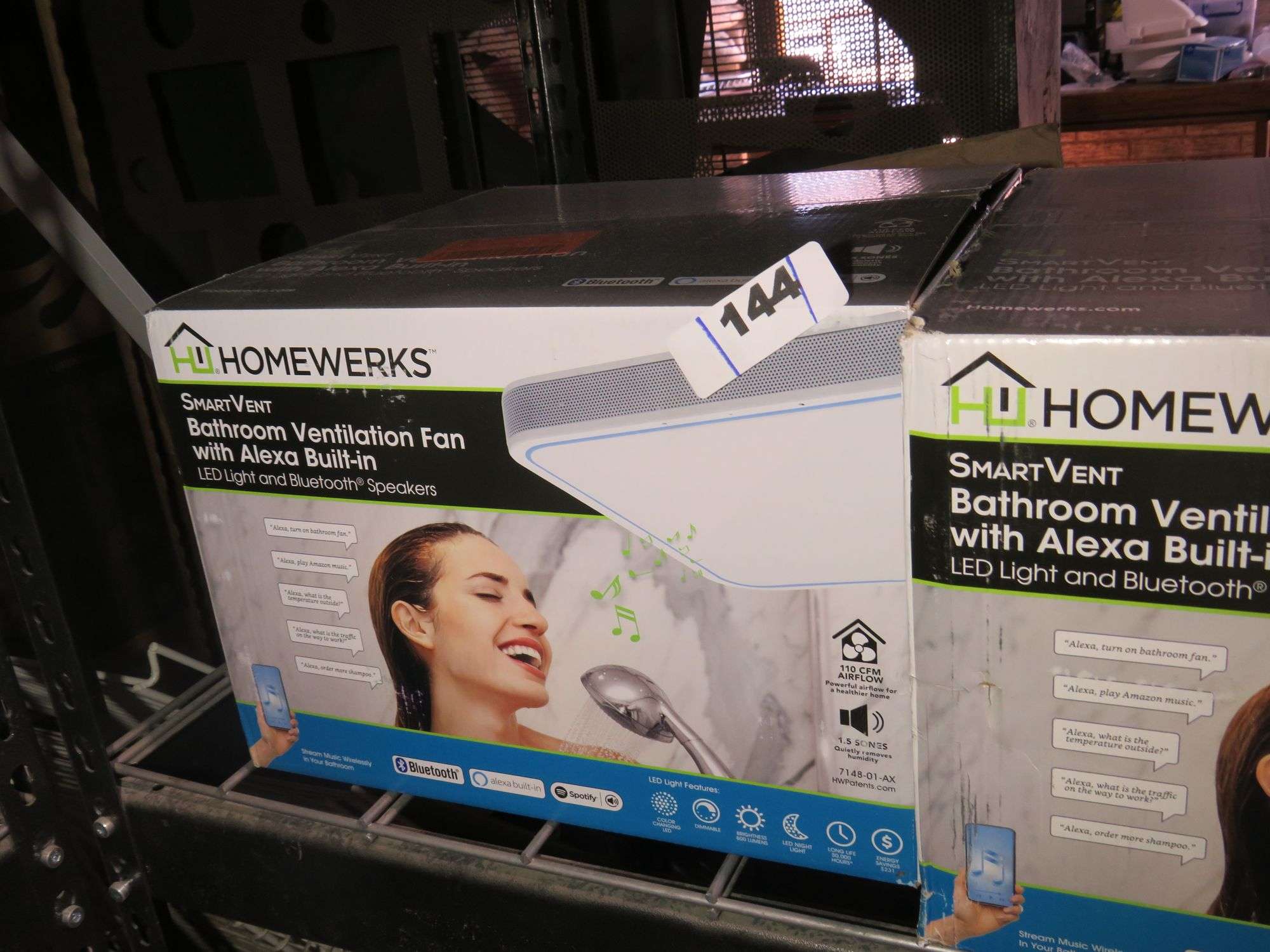 HOMEWERKS SMARTVENT BATHROOM VENTILATION FAN WITH ALEXA BUILT IN LED LIGHT  AND BLUETOOTH SPEAKERS - Dallas Online Auction Company