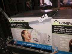 HOMEWERKS SMARTVENT BATHROOM VENTILATION FAN WITH ALEXA BUILT IN LED LIGHT  AND BLUETOOTH SPEAKERS - Dallas Online Auction Company