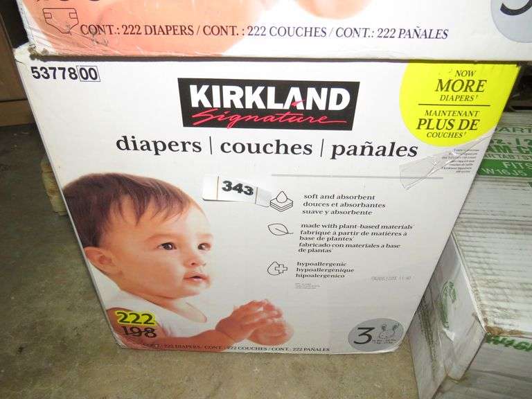 KIRKLAND SIGNATURE DIAPERS SIZE 3 (16LBS28LBS) 222 COUNT Dallas Online Auction Company