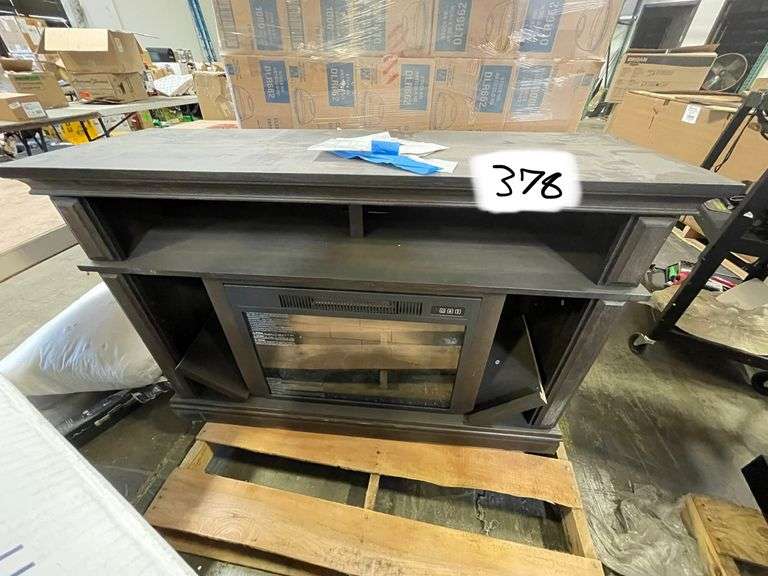 StyleWell Wolcott 48 in. Media Console Electric Fireplace Dark Brown