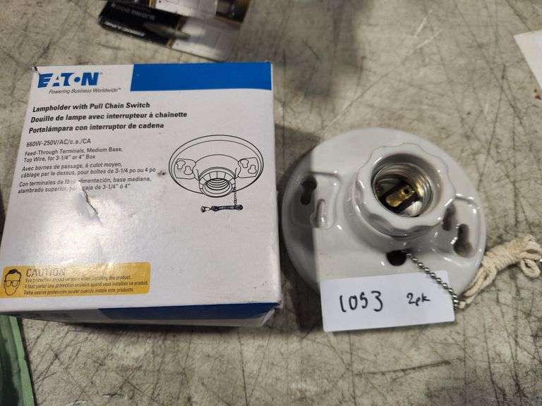 [2 pk] Eaton Porcelain Pull Chain Ceiling Socket, White Dallas Online