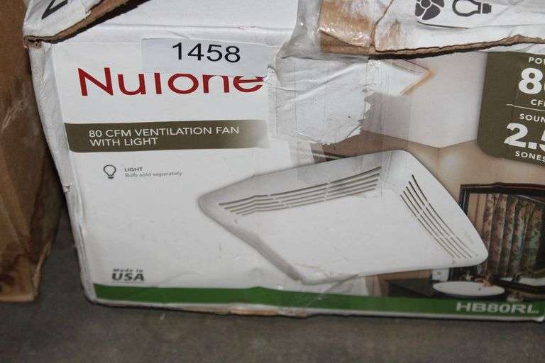 NUTONE 80 CFM VENTILATION FAN WITH LIGHT Dallas Online Auction Company