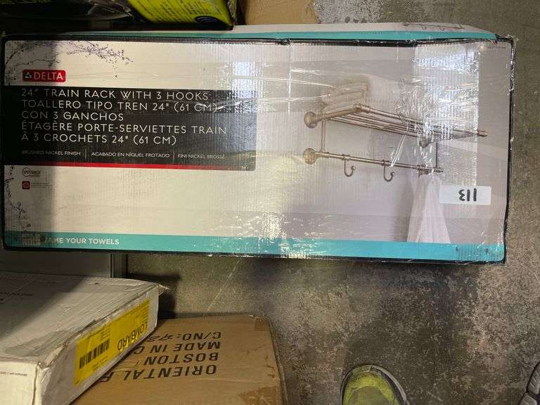 Delta 24 in. W Towel Shelf with 3Towel Hooks in Brushed Nickel