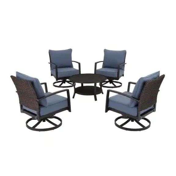 Hampton Bay Whitfield Dark Brown 5Piece Wicker Outdoor Patio Motion