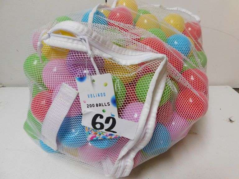 VALIKOO 200 PLASTIC BALL SET MULTICOLOR IN MESH BAG Dallas Online Auction Company