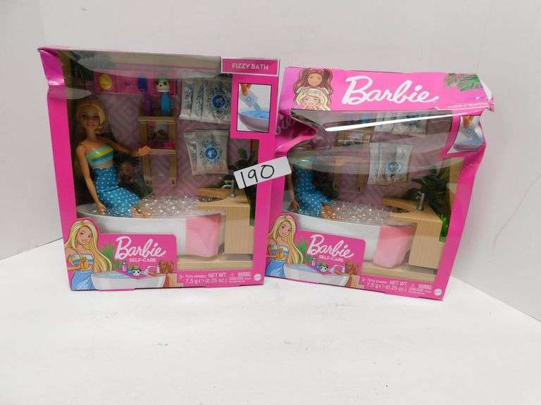 BARBIE SELF CARE FIZZY POWDER BATH SET NEW IN DAMAGED BOX Dallas