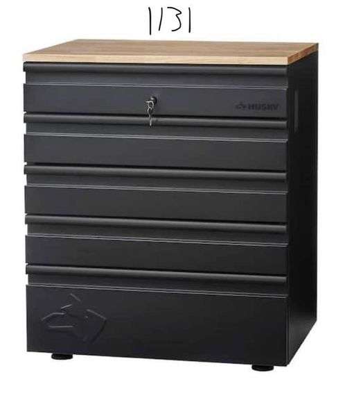 Husky Heavy Duty Welded 18Gauge Steel 5Drawer Garage Base in Black (28 in. W x 32 in