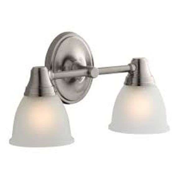KOHLER FORTE 2 LIGHT BRUSHED NICKEL INDOOR BATHROOM VANITY LIGHT