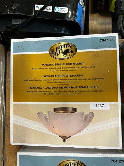 Hampton Bay Ceiling Mounted Lighting Makasa 2-Light Brushed Steel Semi-Flush Mount 15154