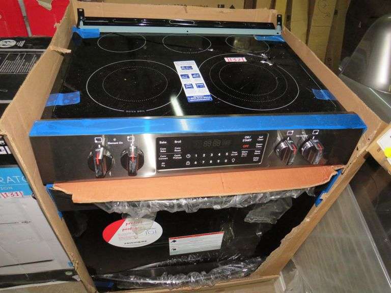 FRIGIDAIR GALLERY FRONT CONTROL ELECTRIC RANGE GLASS TOP CRACKED RETAIL