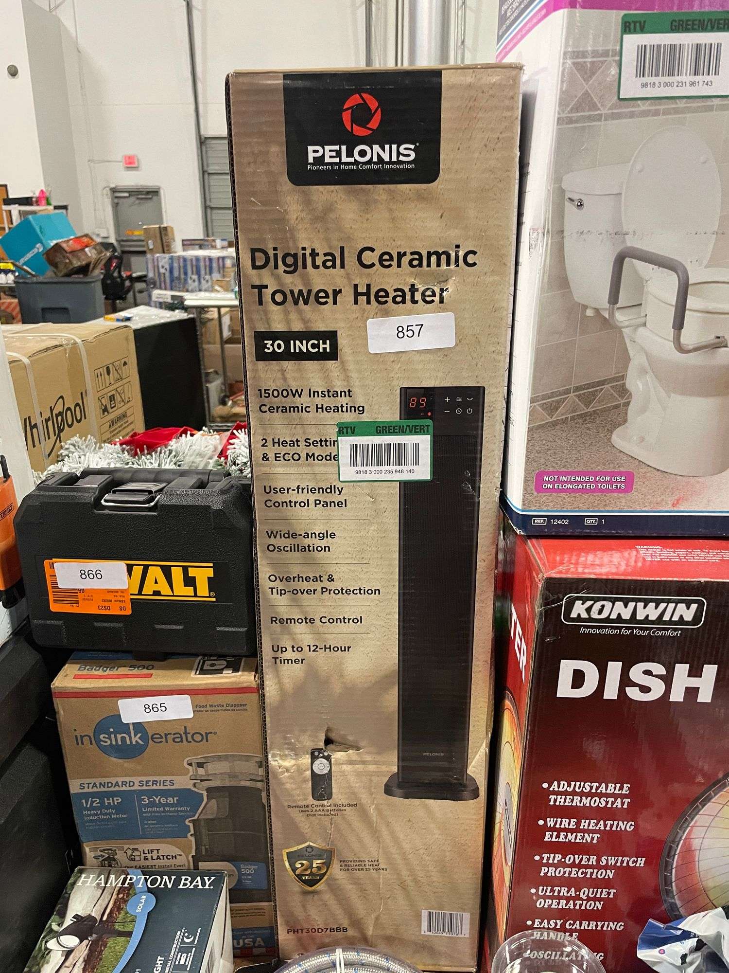 PELONIS 30 Digital Ceramic Tower Heater Remote 12 HR Timer PHT30D7BBB -  Dallas Online Auction Company