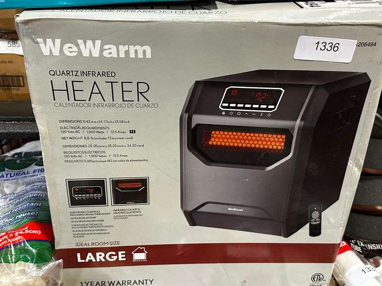 WeWarm We Warm Quartz Infrared Space Heater HT1013US LARGE room size 1500  Watts - Dallas Online Auction Company