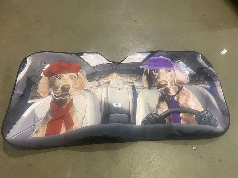 AUTO DOGS DRESSED FOR TOWN WINDSHIELD SHADE Dallas Online Auction Company
