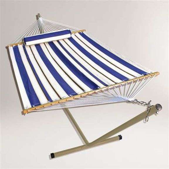 BLUE AND WHITE STRIPED HAMMOCK WITH FRAME Dallas Online Auction Company