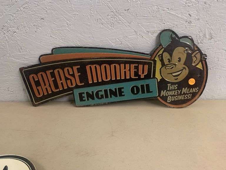 Grease Monkey Engine Oil Tin Sign Integrity Auctioneers
