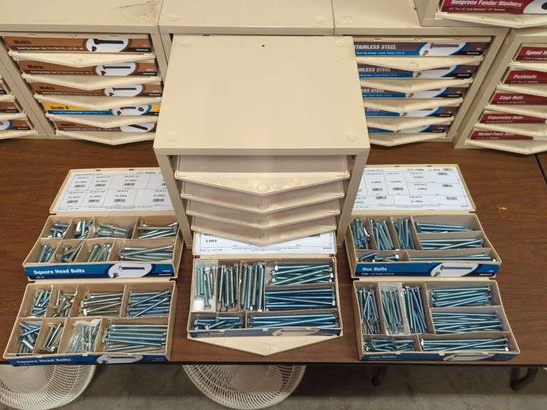 5DRAWER HARDWARE BIN WITH CONTENTS Isabell Auction