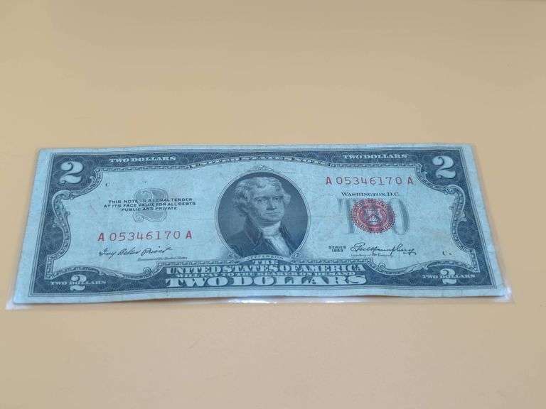 SERIES 1953 RED SEAL 2 BILL Isabell Auction mavin-1953-red-seal-2-dollar-bill-star-note
