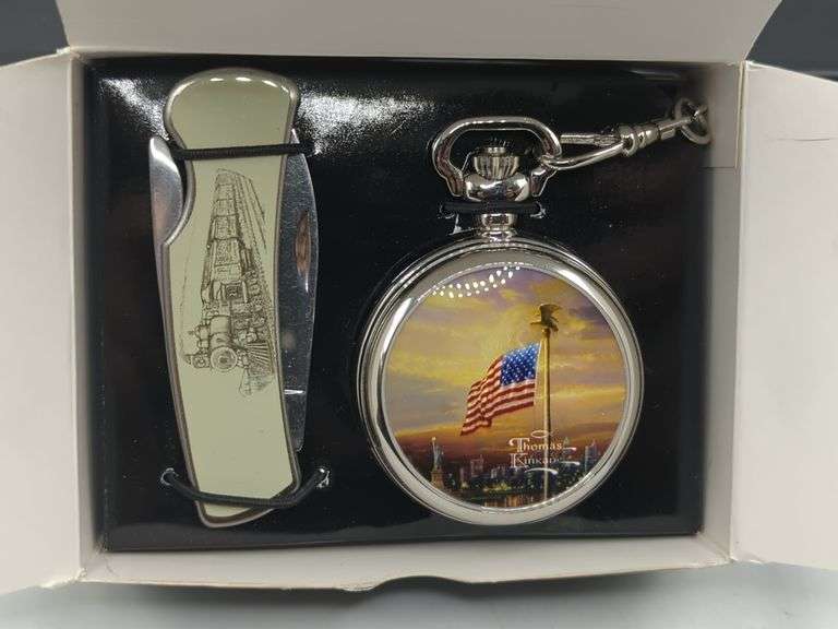 THOMAS KINKADE POCKET WATCH & KNIFE SET Isabell Auction
