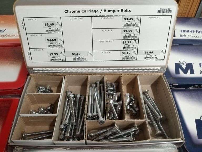 CHROME CARRIAGE AND BUMPER BOLTS ASSORTMENT BOX Isabell Auction