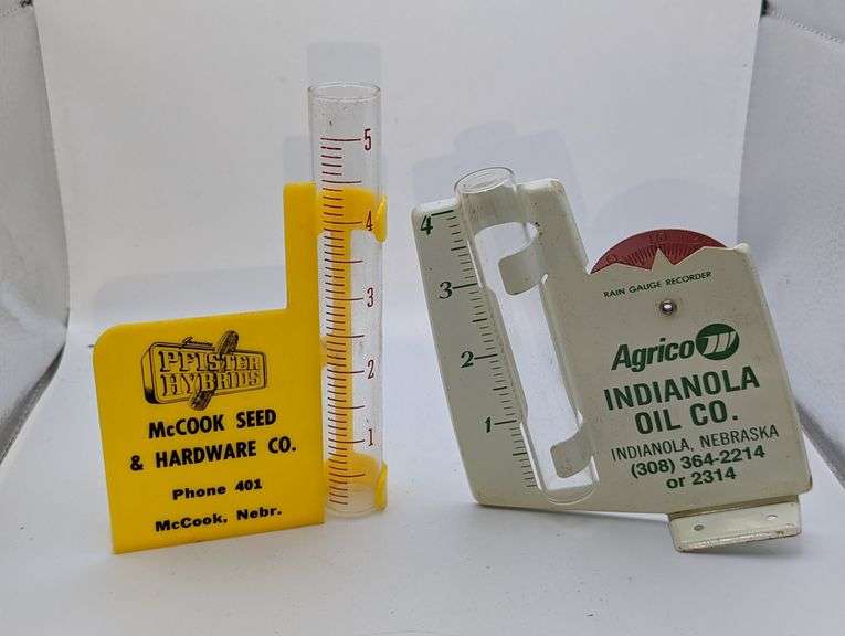INDIANOLA & MCCOOK, NE ADVERTISING RAIN GAUGES Isabell Auction