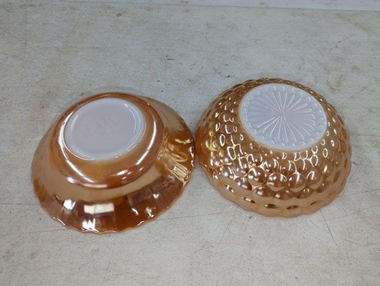 VINTAGE 2PIECE FIRE KING PEACH LUSTRE SERVING BOWLS Isabell Auction
