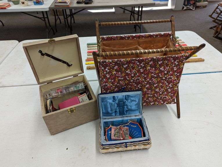 VINTAGE SEWING BASKET AND SEWING SUPPLIES Isabell Auction
