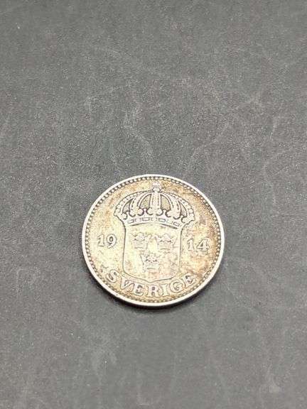 1914 SWEDEN 25 ORE (60% SILVER)