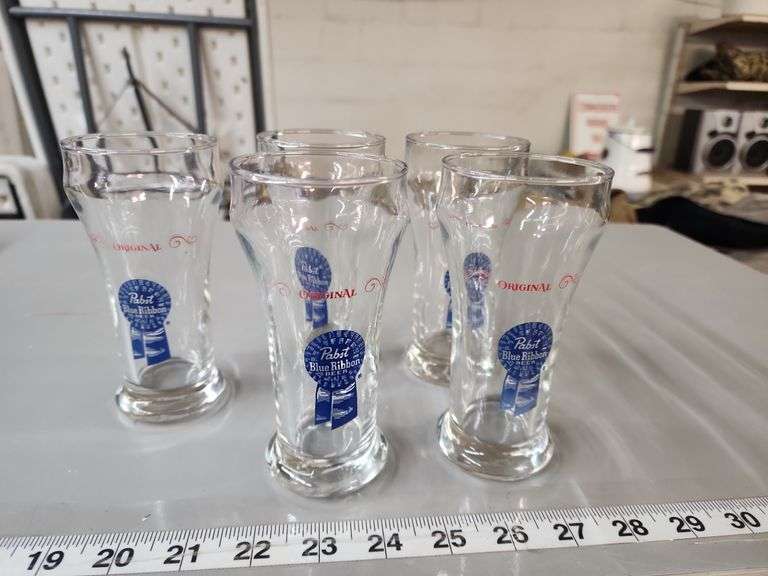 5 PC. PABST BLUE RIBBON GLASSES Isabell Auction