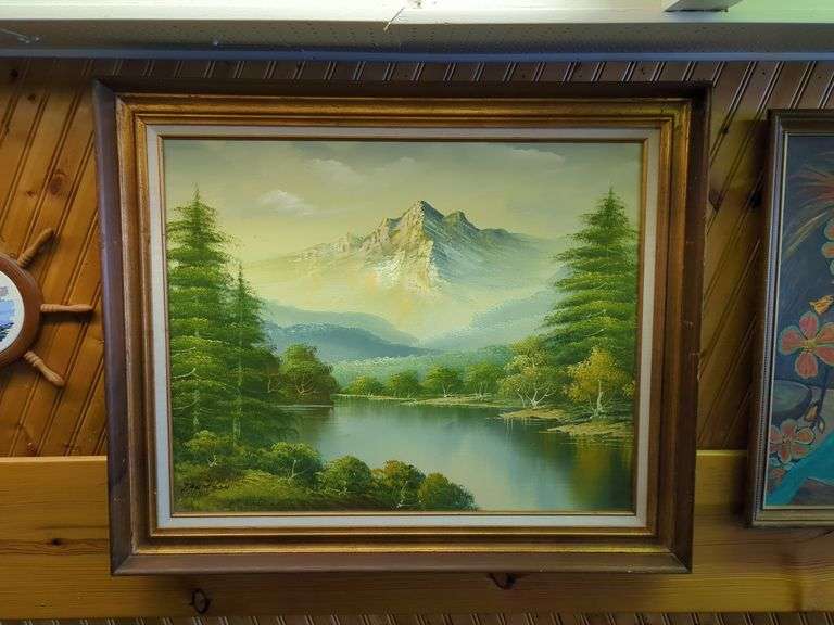 VINTAGE CANVAS PAINTING IN FRAME (SIGNED JACKSON) (30" X 36