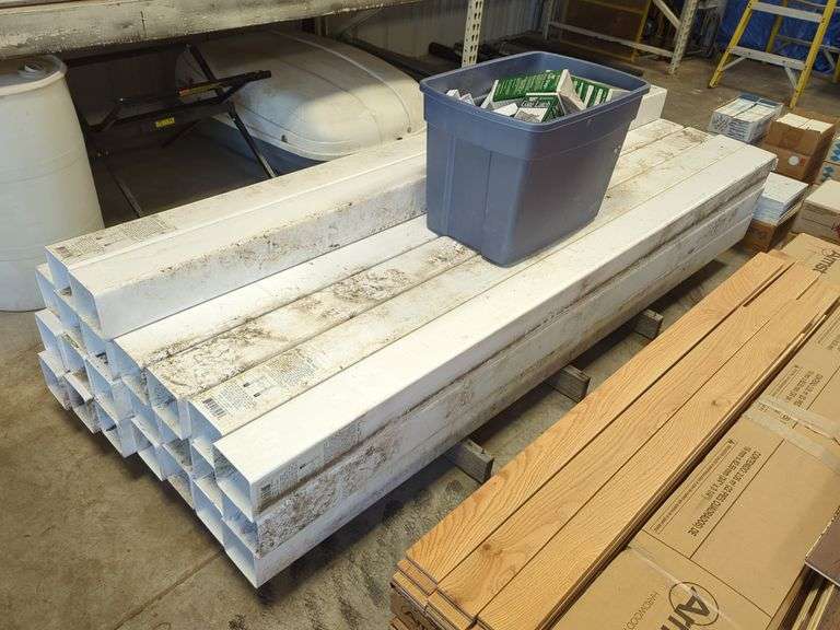 (23) 5" X 5" X 96" WHITE VINYL FENCE POST/SLEEVES WITH CAPS & ASST'D