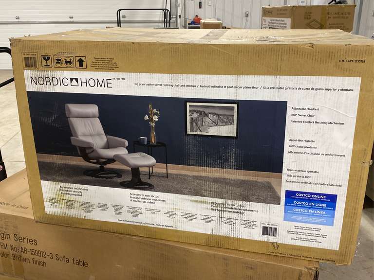 Nordic Home Leather Swivel Reclining Chair w/Ottoman Jardine Auctioneers