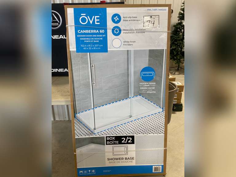 OVE Canberra 60 Shower Door and Base Kit (2 boxes) Jardine Auctioneers