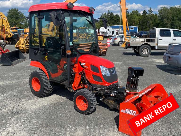 2022 Kioti CS2210 Tractor with Full Cab, Front Mount Snow Blower, and