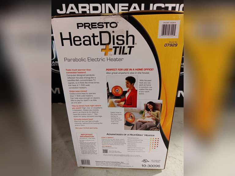 Presto Heat Dish + Tilt Parabolic Electric Heater Jardine Auctioneers