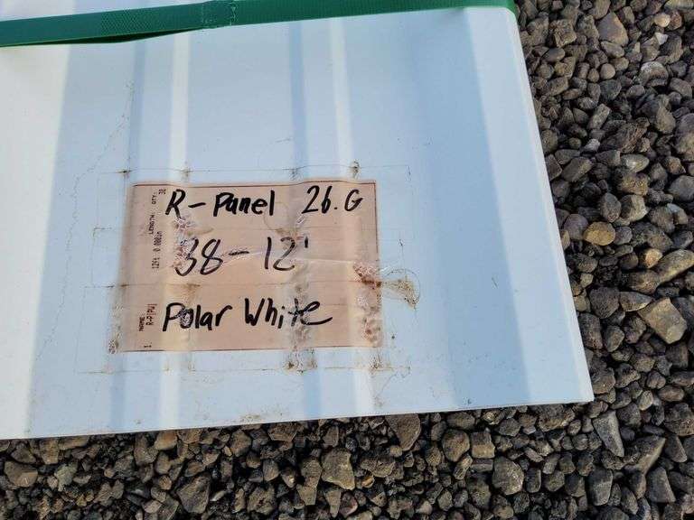Approximately 38 Polar White 12ft 26ga R panel - J&J Auctioneers LLC