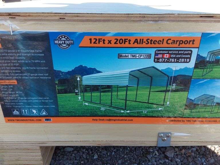 2023 TMG Industrial TMG-CP1220 12ft 20ft All Steel Carport ...