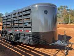NEW 2024 Circle W 16' Bumper Pull Stock Trailer