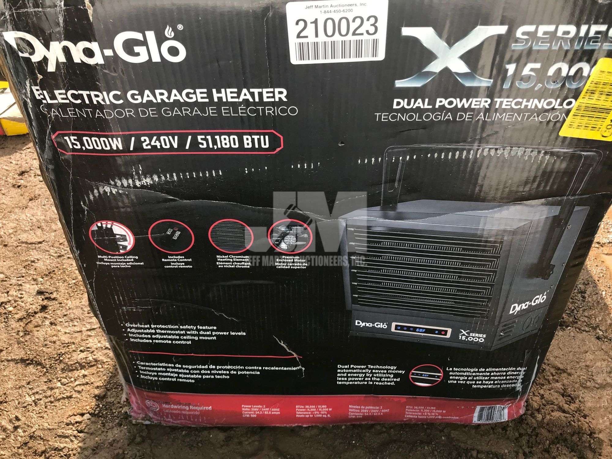DYNA-GLO S15000 ELECTRIC GARAGE HEATER, 15000 WATT, 240V, 51180 BTU, - Jeff  Martin Auctioneers, Inc.