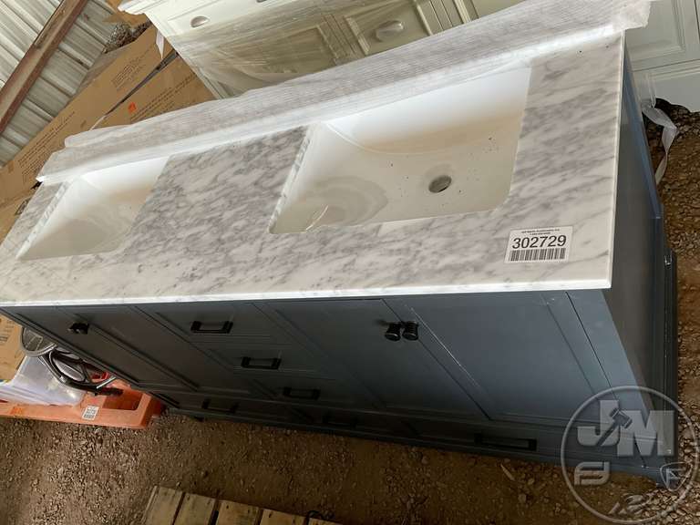 61" 2 SINK VANITY W/MARBLE TOP, ***TOP CRACKED*** Jeff Martin