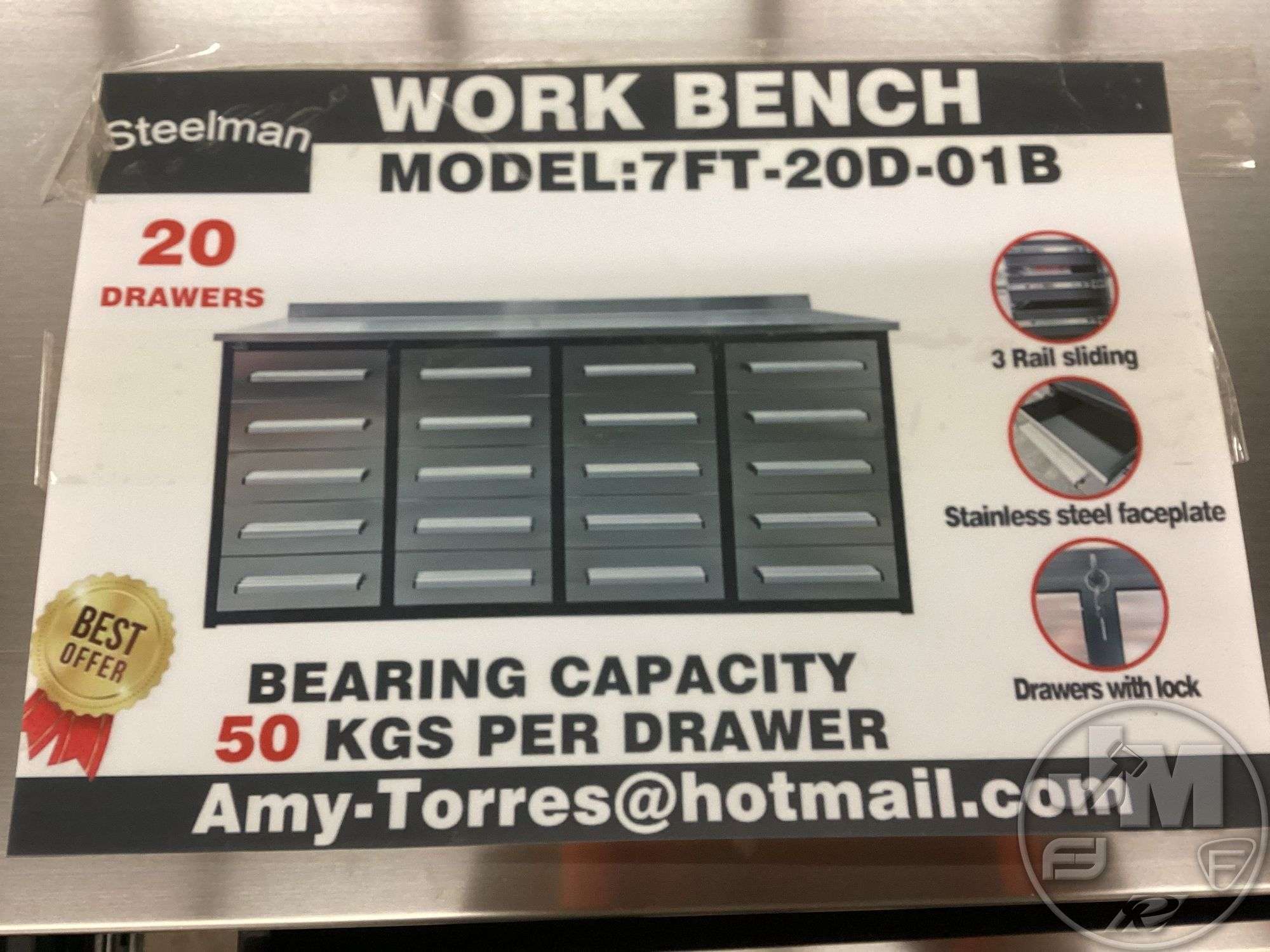 STEELMAN 7FT-20D-01B 20 DRAWER WORK BENCH/TOOL CHEST - Jeff