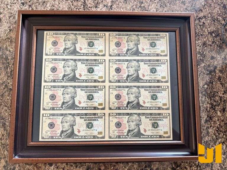 2009 $10 EIGHT–NOTE UNCUT CURRENCY SHEET