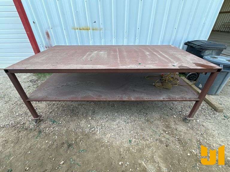 8 FT X 4 FT METAL WORK BENCH W/POWER OUTLET