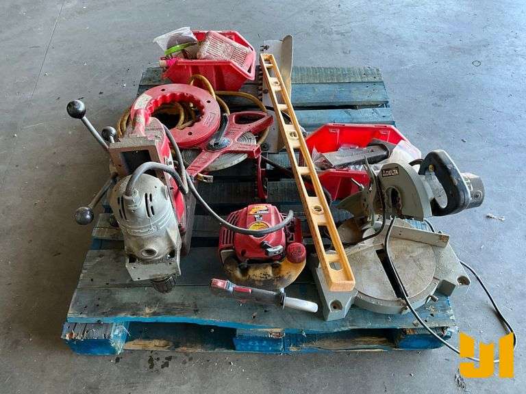 Condition unknown 1 milwaukee drill press 1 shindaiwa hedge