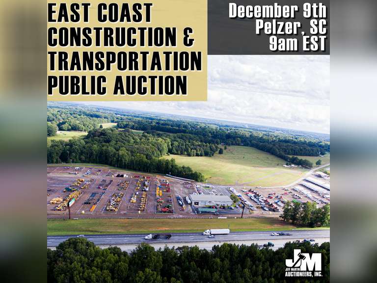 EAST COAST CONSTRUCTION & TRANSPORTATION PUBLIC AUCTION - DECEMBER 9TH @ 9 AM EST