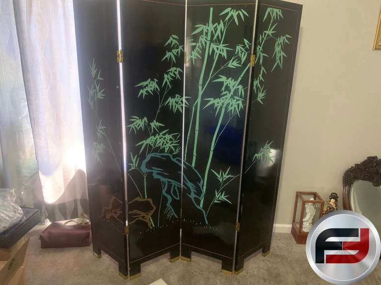 6' TALL X 5' WIDE ORIENTAL DRESSING SCREEN IMAGES CARVED