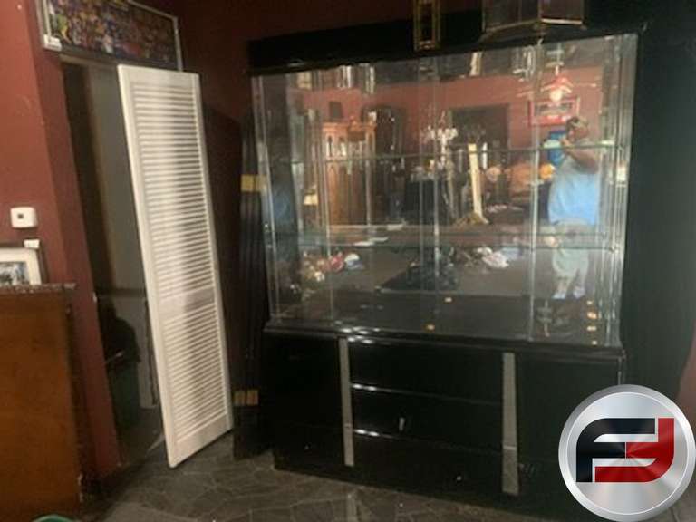 LARGE LIT CHINA CABINET W/ MIRRORED BACK 78" TALL X