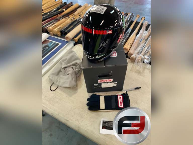 SIMPSON FULL SIZED DALE EARNDHART JR COLLECTABLE HELMET SIGNED WITH ...
