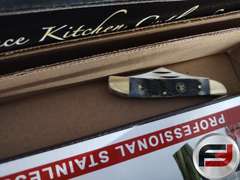 FLAT OF KNIVES 8 FOLDING AND A 10PCS STEAK KNIFE